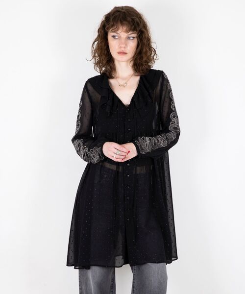 HYSTERIC GLAMOUR（ヒステリックグラマー）の「SNAKE LOOP刺繍 フリルワンピース（ワンピース・レディース・ブラック/ホワイト・FREE）」の11枚目の写真