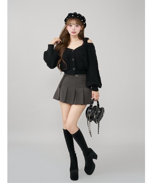 セール】セミワイドプリーツテーラードミニスカート（スカート