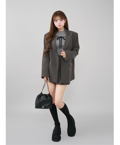 セミワイドプリーツテーラードミニスカート グレーDarich セミワイドプリーツテーラードミニスカート（スカート）｜Darich