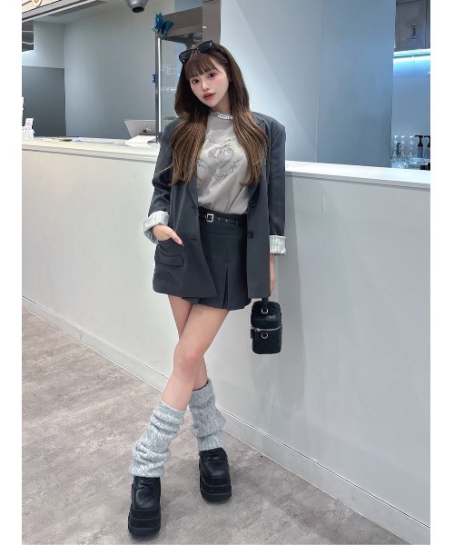 セール】セミワイドプリーツテーラードミニスカート（スカート