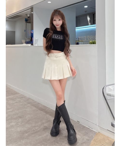 セミワイドプリーツテーラードミニスカート（スカート）｜Darich