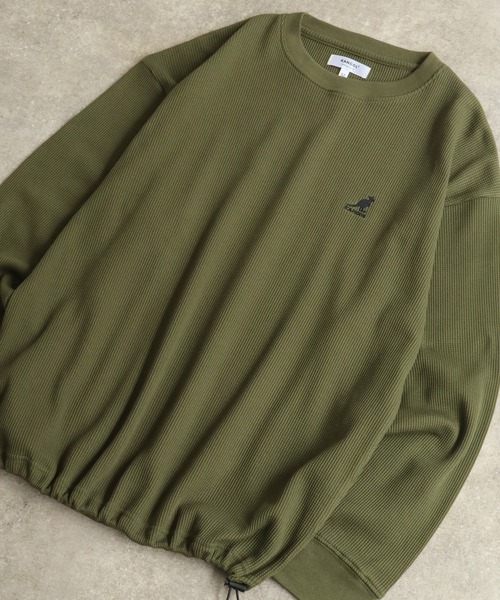 KANGOL(カンゴール)の「【KANGOL/カンゴール】別注 ワッフル ロゴ刺繍 ロングスリーブ クルーネック Tシャツ(Tシャツ/カットソー・メンズ・ネイビー/カーキ/ブラック/オフホワイト/杢グレー・M/L/XL)」の11枚目の写真
