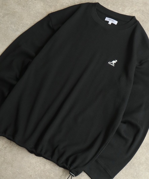 KANGOL(カンゴール)の「【KANGOL/カンゴール】別注 ワッフル ロゴ刺繍 ロングスリーブ クルーネック Tシャツ(Tシャツ/カットソー・メンズ・ネイビー/カーキ/ブラック/オフホワイト/杢グレー・M/L/XL)」の9枚目の写真