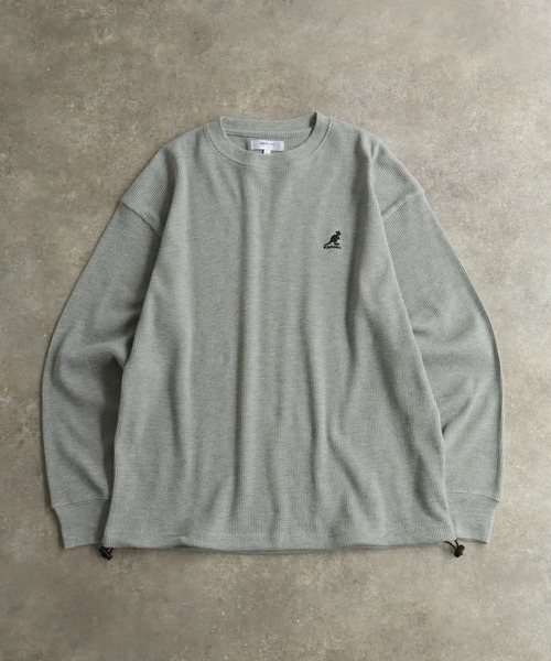 KANGOL(カンゴール)の「【KANGOL/カンゴール】別注 ワッフル ロゴ刺繍 ロングスリーブ クルーネック Tシャツ(Tシャツ/カットソー・メンズ・ネイビー/カーキ/ブラック/オフホワイト/杢グレー・M/L/XL)」の6枚目の写真