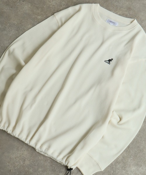 KANGOL(カンゴール)の「【KANGOL/カンゴール】別注 ワッフル ロゴ刺繍 ロングスリーブ クルーネック Tシャツ(Tシャツ/カットソー・メンズ・ネイビー/カーキ/ブラック/オフホワイト/杢グレー・M/L/XL)」の8枚目の写真