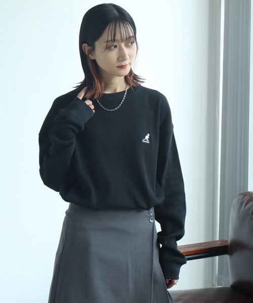 KANGOL(カンゴール)の「【KANGOL/カンゴール】別注 ワッフル ロゴ刺繍 ロングスリーブ クルーネック Tシャツ(Tシャツ/カットソー・メンズ・ネイビー/カーキ/ブラック/オフホワイト/杢グレー・M/L/XL)」の17枚目の写真