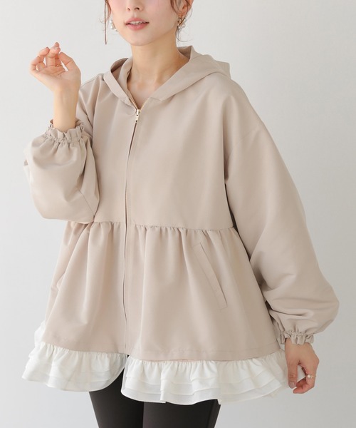 セール】ペプラムフリル2WAYフーディジャケット（その他アウター