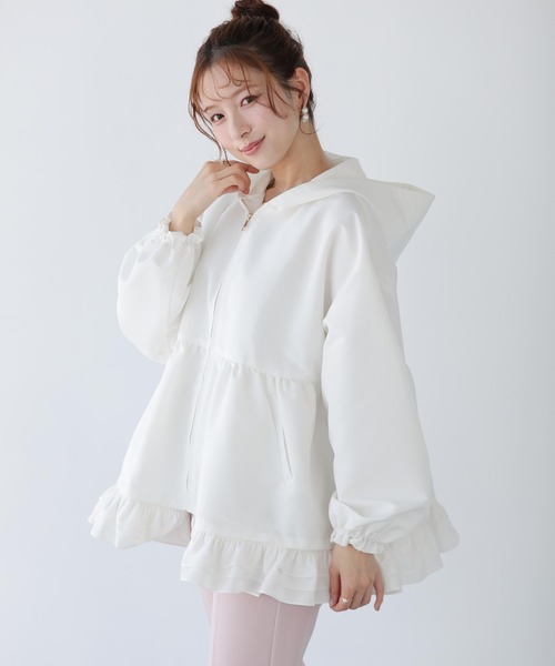 【訳あり】フィットモア♡ペプラムフリル2WAYフーディジャケット ペプラムフリル2WAYフーディジャケット（その他アウター）｜Fit more