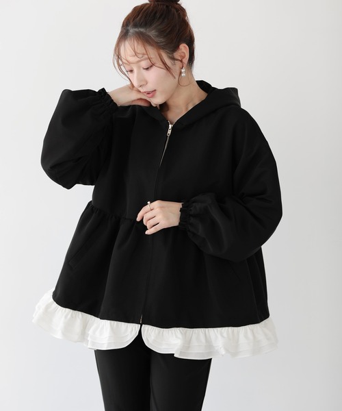 ペプラムフリル2WAYフーディジャケット（その他アウター）｜Fit more
