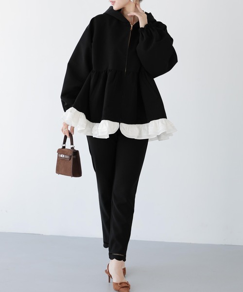 ペプラムフリル2WAYフーディジャケット（その他アウター）｜Fit more