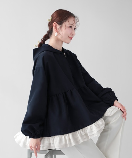 Fit more(フィットモア)の「【ZOZO限定カラー】ペプラムフリル2WAYフーディジャケット(その他アウター・レディース・ホワイト/ブラック/ベージュ/ネイビー・FREE)」の7枚目の写真