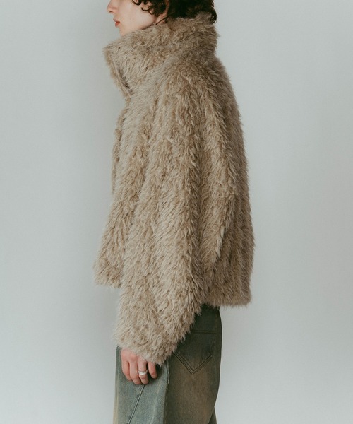 Knuth Marf】shaggy stand collar coat/ivory/コート（ステンカラー