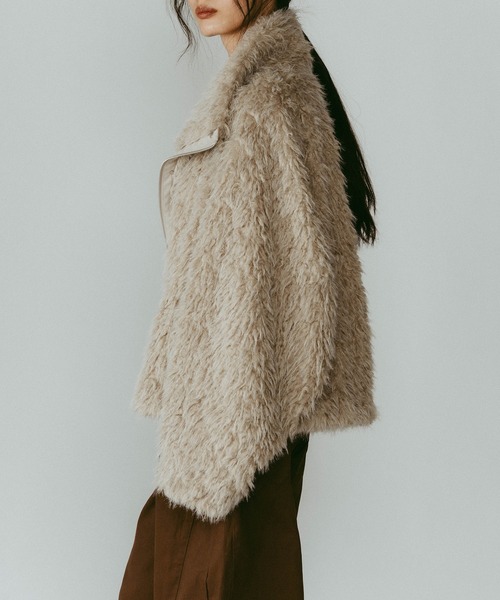 Knuth Marf】shaggy stand collar coat/ivory/コート（ステンカラー