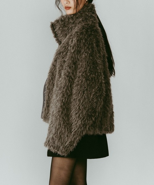 Knuth Marf】shaggy stand collar coat/ivory/コート（ステンカラー