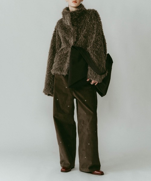 Knuth Marf】shaggy stand collar coat/ivory/コート（ステンカラー