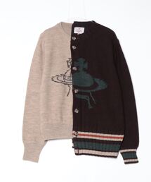 Vivienne Westwood MAN(BBAEGXgEbh})HALF&HALF CREW NECK CARDIGAN(J[fBK/{)