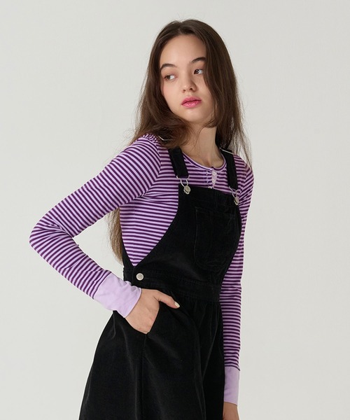 TINA:JOJUN(ティーナジョジュン)の「ボーダー ヘンリーネック カットソー TINA:JOJUN(Tシャツ/カットソー・レディース・ピンク/パープル/ネイビー/ライトブルー・M)」の4枚目の写真