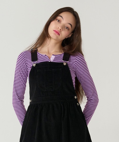TINA:JOJUN(ティーナジョジュン)の「ボーダー ヘンリーネック カットソー TINA:JOJUN(Tシャツ/カットソー・レディース・ピンク/パープル/ネイビー/ライトブルー・M)」の11枚目の写真