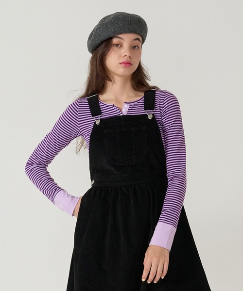 TINA:JOJUN(ティーナジョジュン)の「ボーダー ヘンリーネック カットソー TINA:JOJUN(Tシャツ/カットソー・レディース・ピンク/パープル/ネイビー/ライトブルー・M)」の12枚目の写真