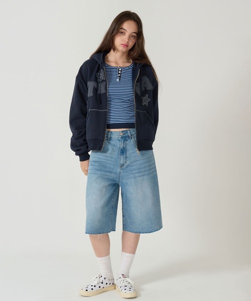 TINA:JOJUN(ティーナジョジュン)の「ボーダー ヘンリーネック カットソー TINA:JOJUN(Tシャツ/カットソー・レディース・ピンク/パープル/ネイビー/ライトブルー・M)」の21枚目の写真