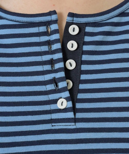 TINA:JOJUN(ティーナジョジュン)の「ボーダー ヘンリーネック カットソー TINA:JOJUN(Tシャツ/カットソー・レディース・ピンク/パープル/ネイビー/ライトブルー・M)」の22枚目の写真