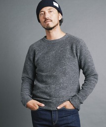 SHETLAND WOOL SLIVER KNITSAW L/S:シェットランドウール スライバーニットソー ロングスリーブ