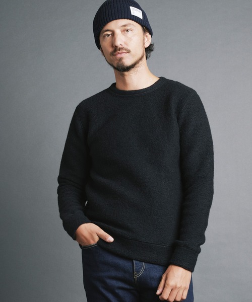 Magine（マージン）の「SHETLAND WOOL SLIVER KNITSAW L/S:シェットランドウール スライバーニットソー ロングスリーブ（ニット/セーター・メンズ・チャコールグレー/ブラック/ネイビー/オリーブ・44/46/48）」の2枚目の写真