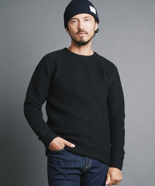 Magine（マージン）の「SHETLAND WOOL SLIVER KNITSAW L/S:シェットランドウール スライバーニットソー ロングスリーブ（ニット/セーター・メンズ・チャコールグレー/ブラック/ネイビー/オリーブ・44/46/48）」の7枚目の写真