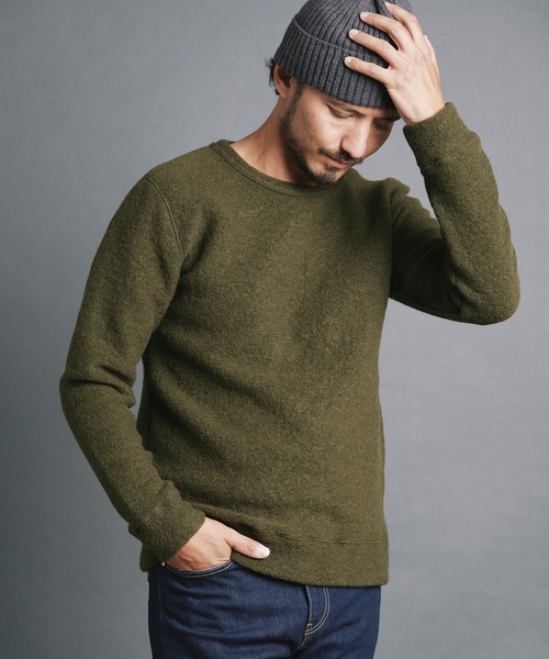 Magine（マージン）の「SHETLAND WOOL SLIVER KNITSAW L/S:シェットランドウール スライバーニットソー ロングスリーブ（ニット/セーター・メンズ・チャコールグレー/ブラック/ネイビー/オリーブ・44/46/48）」の13枚目の写真