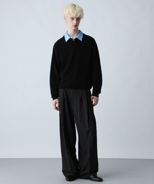 HARE（ハレ）の「コンパクトニットポロLS(HARE)（ポロシャツ・メンズ・ブルー/ブラック/ブラウン・SMALL/MEDIUM）」の4枚目の写真