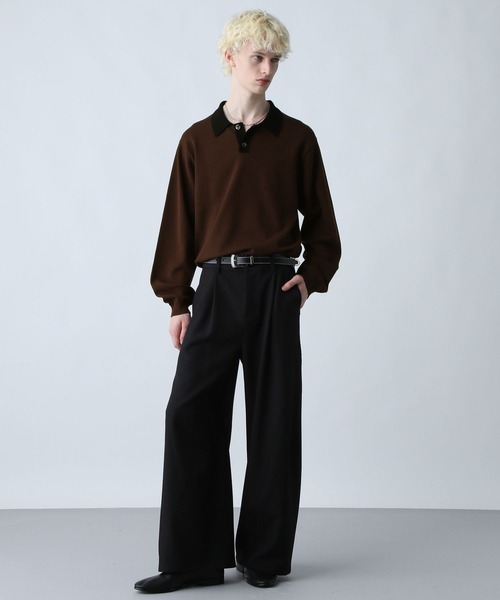 HARE（ハレ）の「コンパクトニットポロLS(HARE)（ポロシャツ・メンズ・ブルー/ブラック/ブラウン・SMALL/MEDIUM）」の6枚目の写真