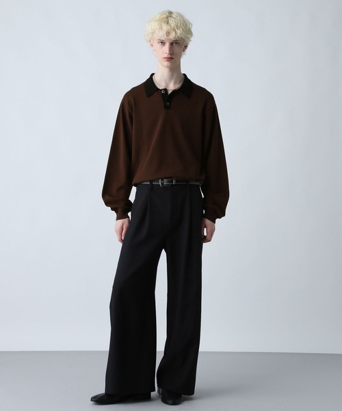 HARE（ハレ）の「コンパクトニットポロLS(HARE)（ポロシャツ・メンズ・ブルー/ブラック/ブラウン・SMALL/MEDIUM）」の7枚目の写真