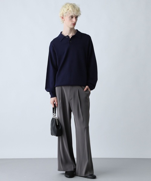 HARE（ハレ）の「コンパクトニットポロLS(HARE)（ポロシャツ・メンズ・ブルー/ブラック/ブラウン・SMALL/MEDIUM）」の8枚目の写真