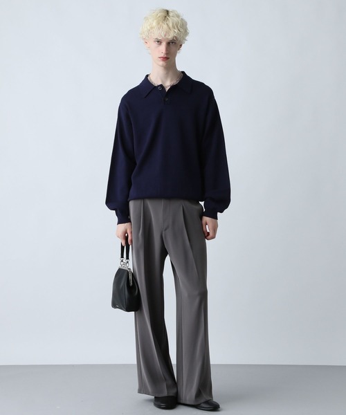 HARE（ハレ）の「コンパクトニットポロLS(HARE)（ポロシャツ・メンズ・ブルー/ブラック/ブラウン・SMALL/MEDIUM）」の9枚目の写真