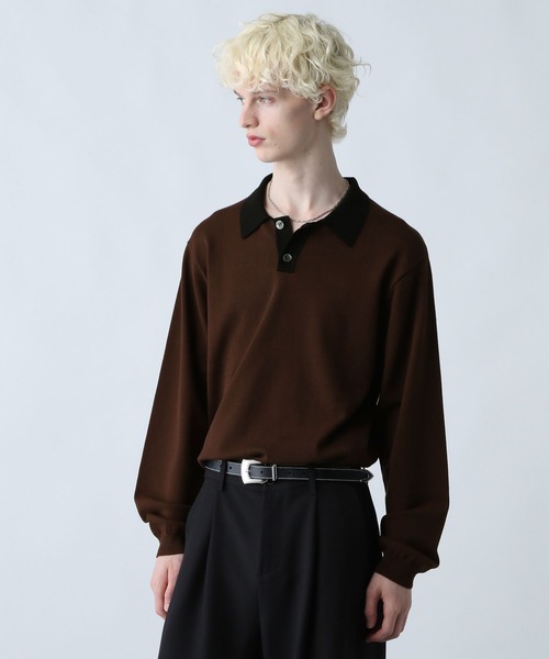 HARE（ハレ）の「コンパクトニットポロLS(HARE)（ポロシャツ・メンズ・ブルー/ブラック/ブラウン・SMALL/MEDIUM）」の12枚目の写真