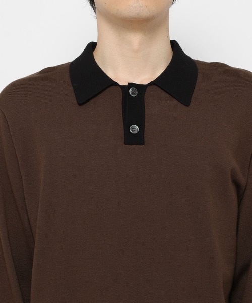 HARE（ハレ）の「コンパクトニットポロLS(HARE)（ポロシャツ・メンズ・ブルー/ブラック/ブラウン・SMALL/MEDIUM）」の19枚目の写真