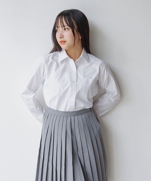 GLOBAL WORK（グローバルワーク）の「GIRLスクールシャツ長袖/AND YUA ANY/593403（シャツ/ブラウス・キッズ・ホワイト・SMALL/MEDIUM）」の5枚目の写真