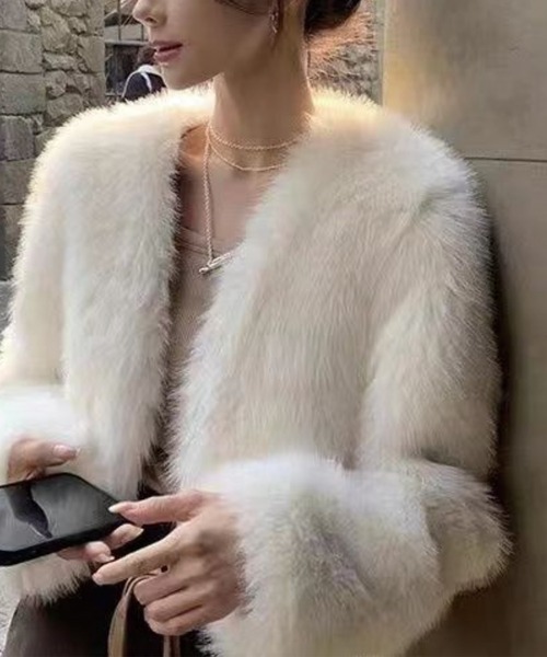 セール】＼もこもこふわふわ♪／ショート丈 フェイクファージャケット