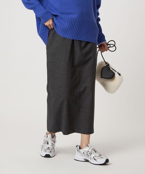 green label relaxing（グリーンレーベルリラクシング）の「［size SHORTあり］ライト サキソニー タイト スカート ウォッシャブル（スカート・レディース・ベージュ/ダークグレー/ダークブラウン・38/36/SHORT）」の2枚目の写真