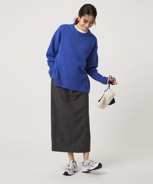 green label relaxing（グリーンレーベルリラクシング）の「［size SHORTあり］ライト サキソニー タイト スカート ウォッシャブル（スカート・レディース・ベージュ/ダークグレー/ダークブラウン・38/36/SHORT）」の9枚目の写真