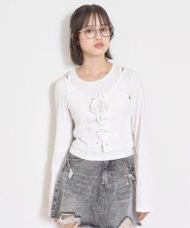 レースアップトップス」に該当するTシャツ/カットソーファッション通販
