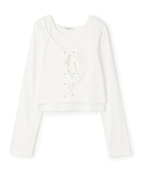 LOVETOXIC（ラブトキシック）の「レースアップ長袖TシャツSET（Tシャツ/カットソー・キッズ・オフホワイト/ブラック/エンジ・130cm/S:140cm/M:150cm/L:160cm）」の13枚目の写真