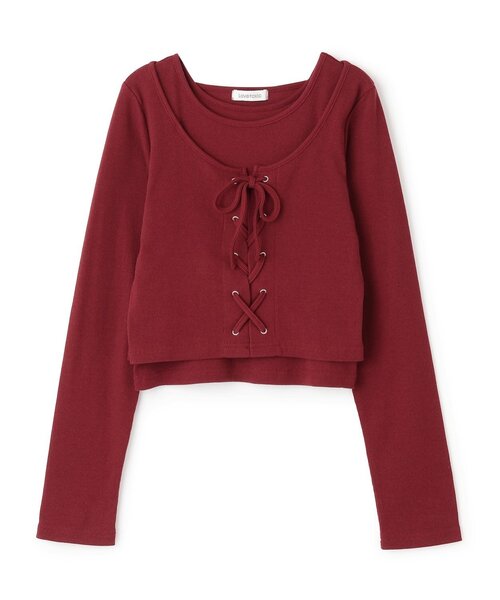 LOVETOXIC（ラブトキシック）の「レースアップ長袖TシャツSET（Tシャツ/カットソー・キッズ・オフホワイト/ブラック/エンジ・130cm/S:140cm/M:150cm/L:160cm）」の12枚目の写真