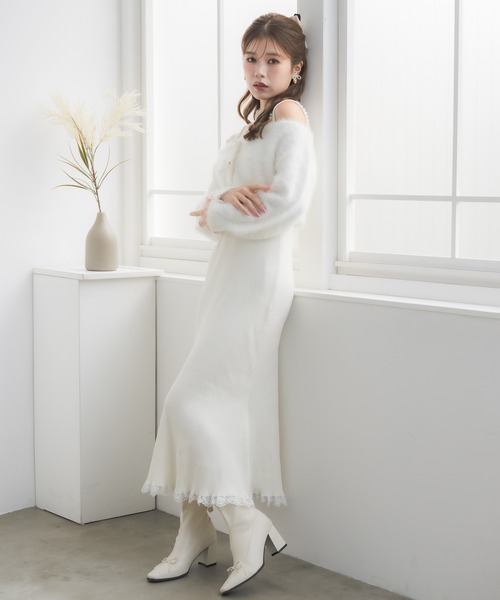 couture BY ROJITA ニットワンピース×オフショルカーデセット セール】ニットワンピース×オフショルカーデセット（ワンピース