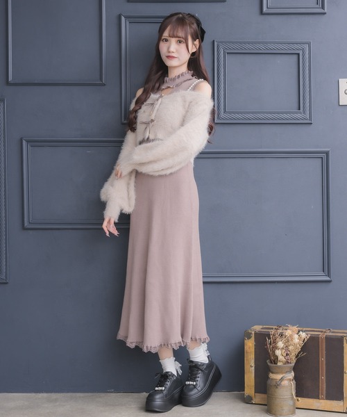 セール】ニットワンピース×オフショルカーデセット（ワンピース