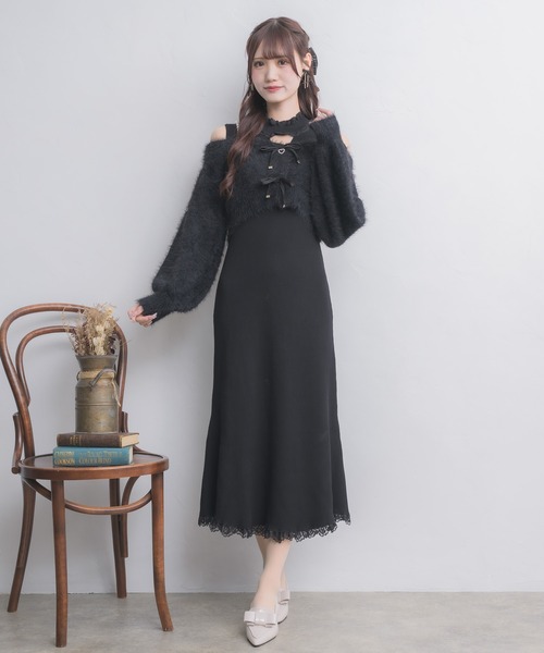 couture BY ROJITA ニットワンピース×オフショルカーデセット セール】ニットワンピース×オフショルカーデセット（ワンピース