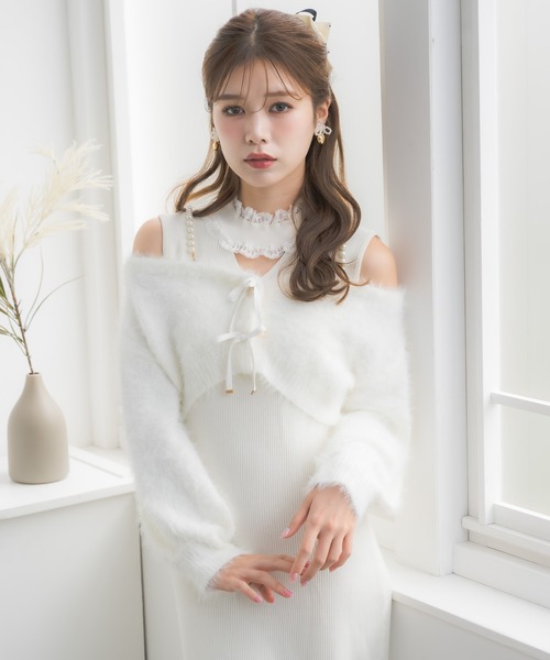 couture BY ROJITA ニットワンピース×オフショルカーデセット セール】ニットワンピース×オフショルカーデセット（ワンピース