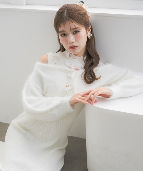 couture BY ROJITA(クチュールバイロジータ)の「ニットワンピース×オフショルカーデセット(ワンピース・レディース・ブラック/ピンク/アイボリー・FREE)」の8枚目の写真