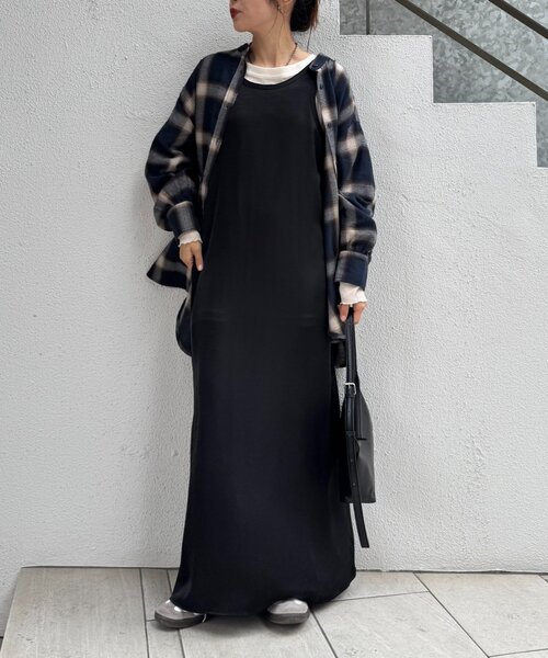 セール】【オケージョンにも！】前後2wayサテンタンクワンピース