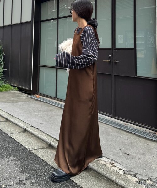 セール】【オケージョンにも！】前後2wayサテンタンクワンピース